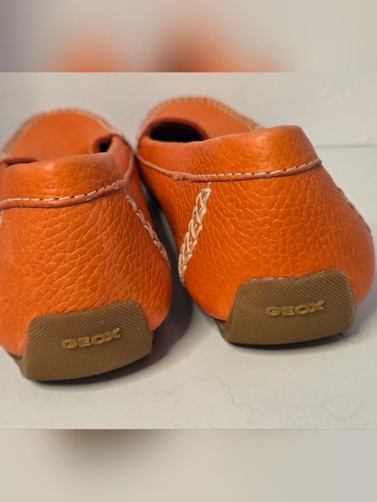 Geox Respira Orange Leather Loafers Italian Comfort Driving Flats  EU38.5/US8 - Picture 7 of 9